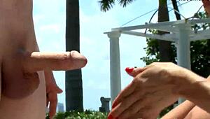 Faketit Milf Tugging Hard Dick In Outdoor POV, What A Wild Handjob Scene!