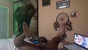 Naejae Rubs Twat Watching Lesbian Porn