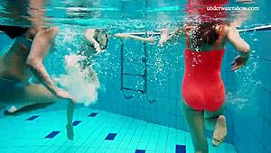 Avenna, Nina Mohnatka, and Marketa Swimming in the Pool