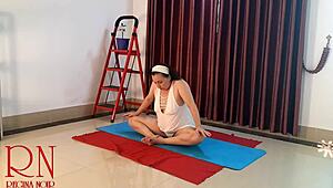 Regina Noir strips white panties for nude yoga in gym. Full cam 2 captures every juicy move!