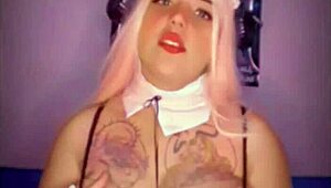 Young 18+ MAID MASTURBATES CURVY TITS WITH LIPSTICK