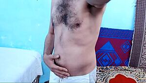 indian amateur masturbates oiled cock during homemade massage when no pussy or ass is available