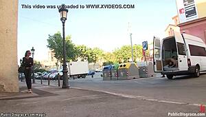 spanish hottie fucked hard in public van!