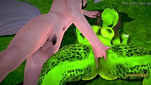 หมาป่าขนฟูจิ้มนิ้วหีมนุษย์ในอนิเมะอั้นเซ็น