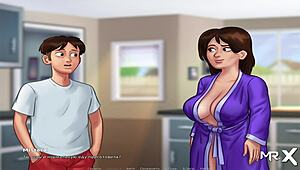 Pregnant milf caresses her big tits!