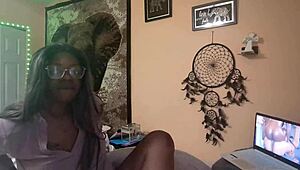 Naejae Rubs Twat Watching Lesbian Porn