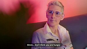 Self cum eating from hot blonde