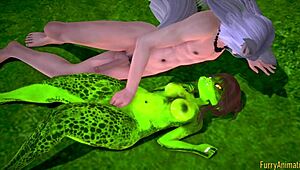 furry lizard wolf fingers human in uncensored hentai