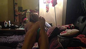 Girl next door Love2dou takes monster cock deepthroat and doggystyle, cumming on shaved pussy.