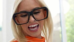 Blonde Girlcum Experiences Multiple Intense Orgasms During Halloween Hardcore with Monster Cock