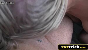 London Cab Driver Scores Big by Sucking on Hot Blonde's Massive Fake Boobs