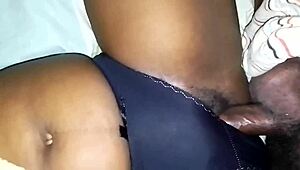 HOUSEWIFE PULLS PANTS TO THE SIDE IN BEDROOM.