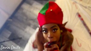 Petite Ebony Slut Performs Deepthroat On Monster Black Cock