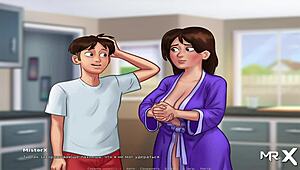 Pregnant milf caresses her big tits!