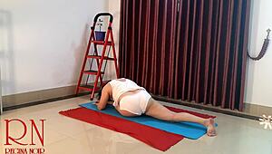 Regina Noir strips white panties for nude yoga in gym. Full cam 2 captures every juicy move!