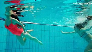 Avenna, Nina Mohnatka, and Marketa Swimming in the Pool
