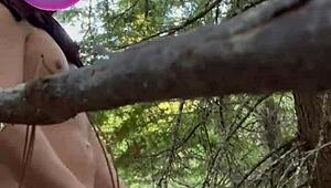 Horny Amateur Couple Fucking Outdoors Doggy On Public Trail