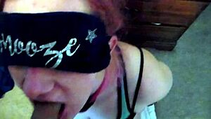 Bound milf's hands-free deepthroat