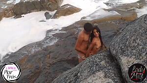 Oh, Latina Brunette's Natural Tits Bounce On Monster Cock Outdoors!