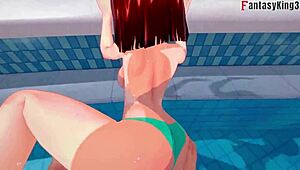 Anzu Mazaki Fucks Hard On Pool