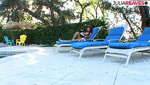 Hot brazilian girl moans by the pool during fuck