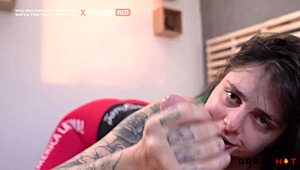 Girlfriend performs sloppy deep wet blowjob on amateur teen 18+ with epic cumshot ending