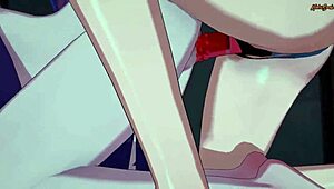 chelsea licks pussy then gets strapon fucked by akame in hentai