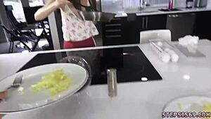 Young amateur girl gives a blowjob and participates in a taboo family competition