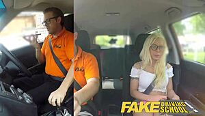 Fake driving school busty blonde babe creampied fast