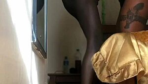 I feel the milf deepthroat my big black cock with tattoo ass to mouth cumshot.