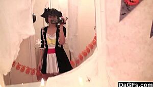 Sexy Caribbean Pirate Girl Undresses Small Tits For Webcam Masturbation