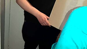 Lesbian Illusion Girls Pay Courier with Hot Dirty Talk and Pussy Licking