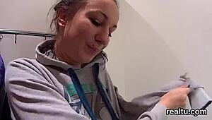 flawless czech teen got teased in the supermarket, then drilled in pov.