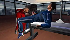 Groped Hard on the Bench in Cartoon Sex!