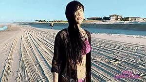 picking naughty boy on beach, sucking dick