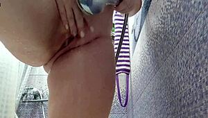 Milf Plays With Toys In Shower