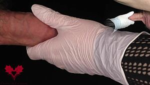 mistress in latex gloves making me ejaculate into onahole