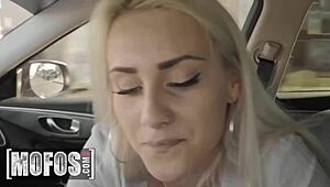 Indica Monroe enters Scott Nails' car through the window and heads for his seat - Mofos