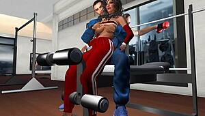 Groped Hard on the Bench in Cartoon Sex!