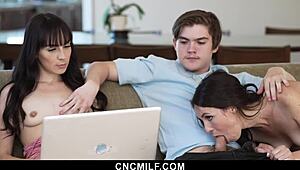 Milf Stepsisters Hire IT Guy For Laptop Repair And Pay With Freeuse