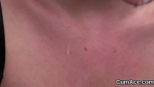kinky babe gets facial cumshot and gulps every drop of spunk
