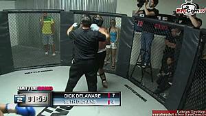 Tattooed brunette babe enjoys natural tits covered in cum