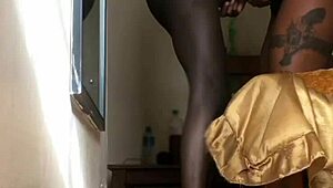 I feel the milf deepthroat my big black cock with tattoo ass to mouth cumshot.