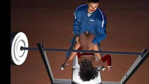 Groped Hard on the Bench in Cartoon Sex!