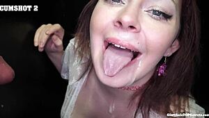 Ava takes on ten cocks and swallows cumshots in wild gloryhole session