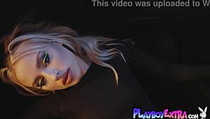 Petite Inked Blondie Anna Claire Clouds Strips Naked in Sexy Long Boots