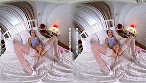 watch sasha rose finger fuck herself in virtual reality, reaching orgasm with toys and assfucking