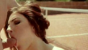 Hey, this bj babe is such a pretty cocksucker with music playing.