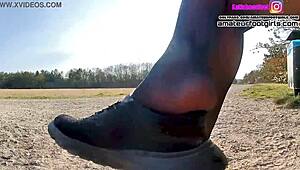 Kati's Shoeplay Featuring Nylons, Sneakers, and Barefoot Feet