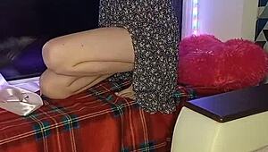 Man, check this sexy photoshoot backstage with a cute couple dancing in thongs!